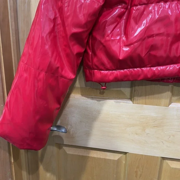 Love tree red pleather puffer jacket coat size M - Picture 10 of 13